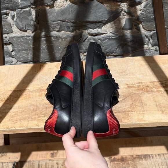 Gucci Black Leather Ace Low-top Sneakers - Picture 9 of 13